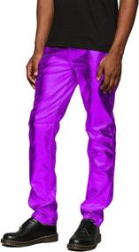 img 3 attached to COOFANDY Men's Metallic Shiny Jeans - Perfect for Christmas Party, Dance, Disco, Nightclub - Straight Leg Trousers