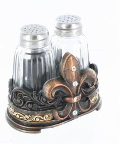 img 1 attached to 🌸 Fleur De Lis Salt & Pepper Shaker Set - Tuscan Creole Decor with Glass Shakers