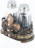 🌸 fleur de lis salt & pepper shaker set - tuscan creole decor with glass shakers logo