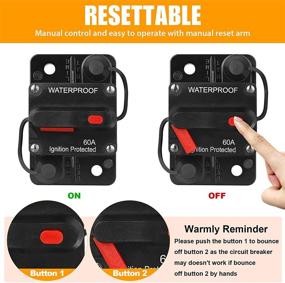 img 1 attached to Linkstyle 60A Circuit Breaker, Manual Reset Fuse Breaker for 12V-48V DC Power Protection in Marine, Car, Trolling Motors, ATV, Home, Automotive, RV (60A)