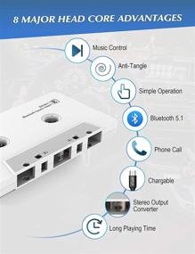 img 3 attached to 🚗 Enhanced Car Cassette Audio Receiver: Bluetooth Adapter for Hands-Free Calls, Song Control, Volume Adjustment | White