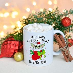 img 2 attached to 🎄 The Child Christmas Coffee Mug - Festive 11oz Grogu Stocking Cocoa Cup for Kids & Women