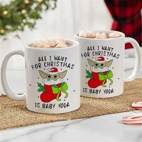 img 1 attached to 🎄 The Child Christmas Coffee Mug - Festive 11oz Grogu Stocking Cocoa Cup for Kids & Women