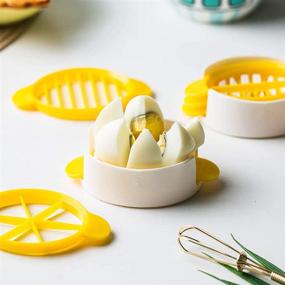 img 2 attached to 🥚 Premium Egg Slicer and Cutter for Hard Boiled Eggs - Sturdy ABS Body, Non-slip Feet, Dishwasher Safe, in Vibrant Yellow