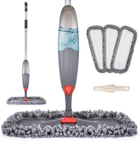 img 4 attached to 🧹 Gray Spray Mop for Floor Cleaning - Domi-patrol Microfiber Floor Mop with 3 Washable Mop Pads & 635ML Refillable Bottle, Dry Wet Spray Mop for Hardwood Laminate Tile Floors