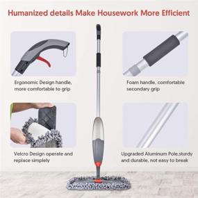 img 3 attached to 🧹 Gray Spray Mop for Floor Cleaning - Domi-patrol Microfiber Floor Mop with 3 Washable Mop Pads & 635ML Refillable Bottle, Dry Wet Spray Mop for Hardwood Laminate Tile Floors