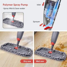 img 1 attached to 🧹 Gray Spray Mop for Floor Cleaning - Domi-patrol Microfiber Floor Mop with 3 Washable Mop Pads & 635ML Refillable Bottle, Dry Wet Spray Mop for Hardwood Laminate Tile Floors