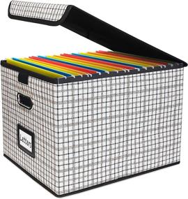 img 4 attached to 📁 Desihum Collapsible File Box with Lid: Decorative Linen Document Organizer, Large Capacity Home Office Storage, Portable Handles - Hanging Letter/Legal Folders