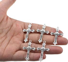 img 2 attached to 105pcs Antique Silver Cross Charms Pendants - DIY Jewelry Findings for Bracelet and Necklace Making