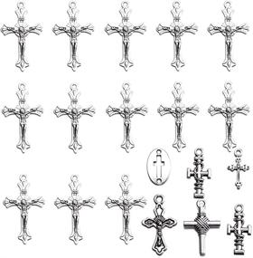 img 4 attached to 105pcs Antique Silver Cross Charms Pendants - DIY Jewelry Findings for Bracelet and Necklace Making