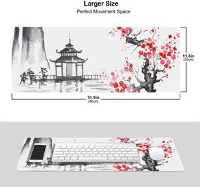 img 3 attached to 🌸 Japanese Sumi E Painting Sakura Cherry Blossom Temple Art Gaming Mouse Pad XL - Premium Quality and Exquisite Design