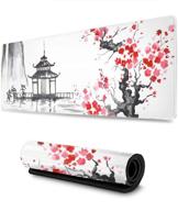 🌸 japanese sumi e painting sakura cherry blossom temple art gaming mouse pad xl - premium quality and exquisite design logo