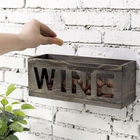 img 3 attached to 🍷 Мой подарок. Настенный держатель пробок от вин: стильный рустик серого дерева и металлическая коробка для хранения пробок для любителей вина.