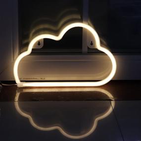 img 4 attached to 🌙 NECLD LED Neon Cloud Sign - Bedroom Decor Night Light for Girls' Kids Room Home Décor - Battery Powered with USB Plug