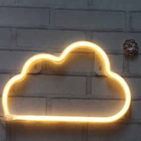 img 2 attached to 🌙 NECLD LED Neon Cloud Sign - Bedroom Decor Night Light for Girls' Kids Room Home Décor - Battery Powered with USB Plug