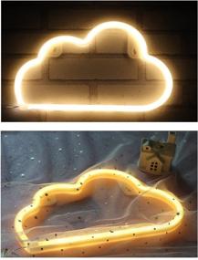 img 3 attached to 🌙 NECLD LED Neon Cloud Sign - Bedroom Decor Night Light for Girls' Kids Room Home Décor - Battery Powered with USB Plug