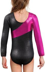 img 3 attached to 🦄 Girls Gymnastics Long Sleeve Leotards: Sparkling Unicorn Rainbow & Fancy Mermaid Ribbons, Gold Ballet Dance Wear