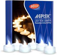 🕯️ agptek tea lights: 60-pack battery operated flameless led candles for wedding, party, and home decoration - long lasting cool white tealight logo