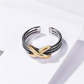 img 1 attached to 🐝 Nofade Silver Retro Bee and Flower Cuban Link Chain Heart Thumb Ring for Women - Open Adjustable Oxidized 925 Sterling Silver Jewelry with Gift Box