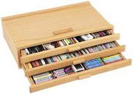 🎨 creative mark pastel storage box: 3 drawer wood art box for organizing pastels, brushes, and art supplies - sturdy, stackable, and stylish with a natural finish logo