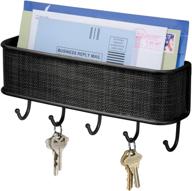 🔑 ideal organization: idesign twillo steel wall mount mail and key rack - sleek matte black design логотип