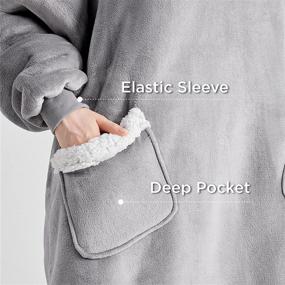 img 1 attached to 🛌 Bedsure Wearable Blanket Hoodie for Women Men Kids - Grey Hooded Blanket Sweatshirt with Deep Pocket and Elastic Sleeve, Cozy Fleece Sherpa Jacket