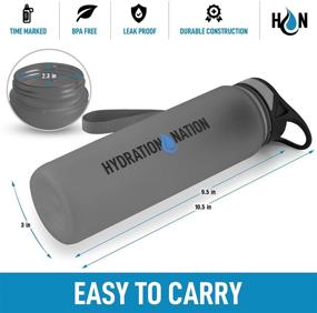 img 2 attached to 32oz Hydration Nation Water Bottle with Time Marker and Straw - Leak Proof Water Tracker Bottle for Fitness & Sports - Drinking Water Bottle with Times to Drink - Gray