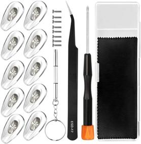 img 4 attached to 👓 TEKPREM Eyeglass Nose Pad Repair Kit with 5 Pairs of Air Chamber Silicone Nose Pads - Includes Screws, Screwdrivers, Tweezers, and Cleaning Cloth for Glasses and Sunglasses Nose Pad Replacement