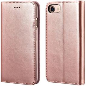 img 4 attached to 📱 iCarercase iPhone 7/8 Wallet Case, iPhone SE Case 2020 | Premium PU Leather Folio Flip Cover with Kickstand and Credit Slots for Apple iPhone 7, iPhone 8, iPhone SE 4.7 Inch (Rose Gold)