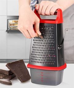 img 2 attached to 🧀 Ourokhome 10-Inch Stainless Steel Box Grater - 4-Sided Cheese Grater with Container Box and Resistant Glove (Red/Black)