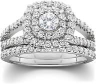 💍 10k white gold cushion halo diamond engagement wedding ring set - 1.1ct logo