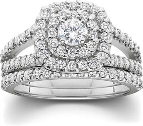 img 4 attached to 💍 10K White Gold Cushion Halo Diamond Engagement Wedding Ring Set - 1.1ct