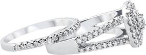 img 3 attached to 💍 10K White Gold Cushion Halo Diamond Engagement Wedding Ring Set - 1.1ct