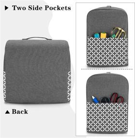 img 2 attached to 🧵 Gray Grid Pattern Serger Sewing Machine Cover with Top Handle and Pockets, Compatible with Most Standard Singer or Brother Serger Machines - Yarwo Overlock Machine Dust Cover