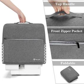 img 3 attached to 🧵 Gray Grid Pattern Serger Sewing Machine Cover with Top Handle and Pockets, Compatible with Most Standard Singer or Brother Serger Machines - Yarwo Overlock Machine Dust Cover