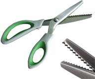 jistl professional dressmaking pinking shears with comfort grips - green crafts zig zag cut scissors for sewing, diy projects, and more! logo