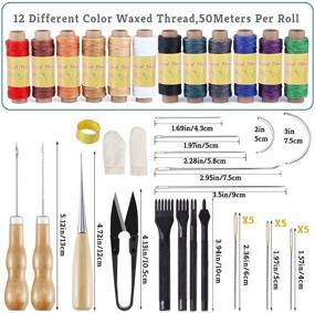 img 3 attached to 🧵 Complete 46-Piece Leather Upholstery Repair Kit with 12 Colors Waxed Thread, Sewing Needles, Stitching Punch, Awls, and Essential Tools for Leather Stitching, Repair, and Sewing