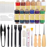 🧵 complete 46-piece leather upholstery repair kit with 12 colors waxed thread, sewing needles, stitching punch, awls, and essential tools for leather stitching, repair, and sewing logo