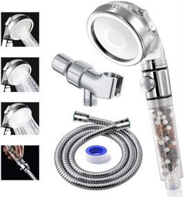 img 4 attached to 🚿 High Pressure & Water Saving Prugna Filter Shower Head with Hose and Shower Arm Bracket, Handheld Shower with Water Flow Adjustment Switch, 3-Settings Filter Showerhead for Dry Hair & Skin SPA+