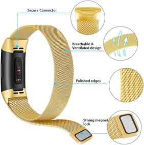 img 3 attached to Amzpas Loop Bands Compatible With Fitbit Charge 4 And Fitbit Charge 3 Band Metal Mesh Stainless Steel Magnetic Clasp Wristbands For Women Men (Large Wellness & Relaxation