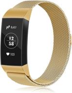 amzpas loop bands compatible with fitbit charge 4 and fitbit charge 3 band metal mesh stainless steel magnetic clasp wristbands for women men (large wellness & relaxation logo