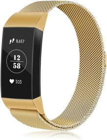 img 4 attached to Amzpas Loop Bands Compatible With Fitbit Charge 4 And Fitbit Charge 3 Band Metal Mesh Stainless Steel Magnetic Clasp Wristbands For Women Men (Large Wellness & Relaxation