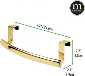 img 1 attached to 🔸 mDesign Over Cabinet Towel Rack - Hang on Cabinet or Door - Steel Towel Bar and Holder for Kitchen, Bathroom - Holds Hand Towels, Washcloths - Curved Design - Spira Collection - 2 Pack - Soft Brass