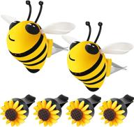 🌻 6-piece sunflower vent clips with little bee - car air vent clips charm auto freshener clips - car outlet perfume clips - car interior air conditioning vent decoration accessories for women and men - car decor logo