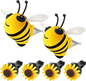 img 4 attached to 🌻 6-Piece Sunflower Vent Clips with Little Bee - Car Air Vent Clips Charm Auto Freshener Clips - Car Outlet Perfume Clips - Car Interior Air Conditioning Vent Decoration Accessories for Women and Men - Car Decor