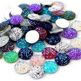 img 2 attached to 🌈 Vibrant 100 Mix Color 12mm Round Flat Back Resin Cabochon Cameo Faux Druzy Cabochons - Perfect for Jewelry Making and Charms (M248)