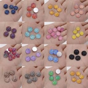 img 3 attached to 🌈 Vibrant 100 Mix Color 12mm Round Flat Back Resin Cabochon Cameo Faux Druzy Cabochons - Perfect for Jewelry Making and Charms (M248)