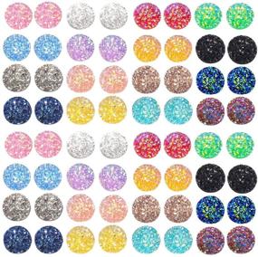 img 4 attached to 🌈 Vibrant 100 Mix Color 12mm Round Flat Back Resin Cabochon Cameo Faux Druzy Cabochons - Perfect for Jewelry Making and Charms (M248)