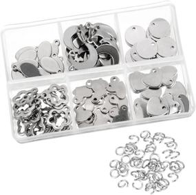 img 4 attached to 📿 Satinior 120 Pieces Stainless Steel Stamping Blanks Tag Pendants + 100 Opening Jump Rings: Perfect for Bracelets, Earrings & Charms