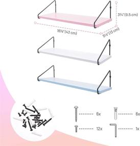 img 1 attached to 📚 Labcosi 3 Pack Kids Wall Shelves: Colorful Floating Shelves for Nursery, Bedroom, and Play Room. Storage Solution for Books, Stuffed Toys, and Nursery Décor in Off-White, Baby Blue, and Pink Shades